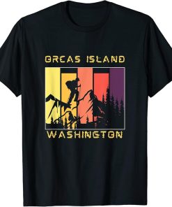 Orcas Island WA Distressed Design Mountain Hiking Climbing T-Shirt