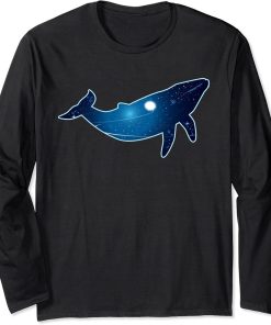 Humpback whale in Space | Funny Beluga Orca Blue whale Long Sleeve T-Shirt