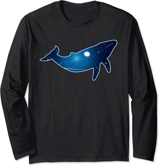 Humpback whale in Space | Funny Beluga Orca Blue whale Long Sleeve T-Shirt